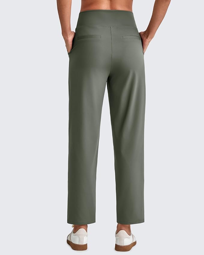 G4Free ShiftReady Womens Ankle Dress Yoga Pants with Pockets Stretchy Business Casual Slacks Work Trousers Travel Pant