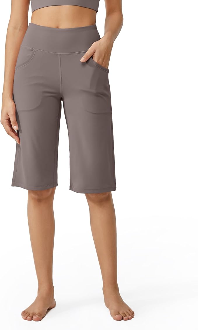 Promover Capri Pants for Women Wide Leg Yoga Cropped Pants with Pockets Loose Casual Summer Pants