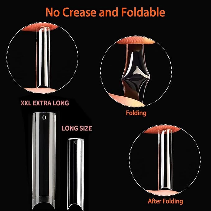 UNA GELLA Soft Gel Nail Tips XXL 432pcs Square Coffin No C Curve Clear Tapered Straight Nail Tips 2 Style For Salon Home DIY