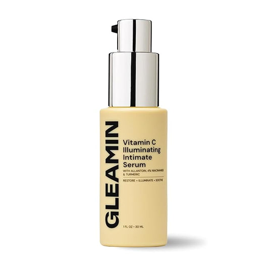 Gleamin Illuminating Intimate Serum with Vitamin C, 4% Niacinamide & Alpha Arbutin, Brightening Hyperpigmentation Treatment for Body - Underarm, Intimates Areas & Inner Thigh Lightening, 1 Fl oz