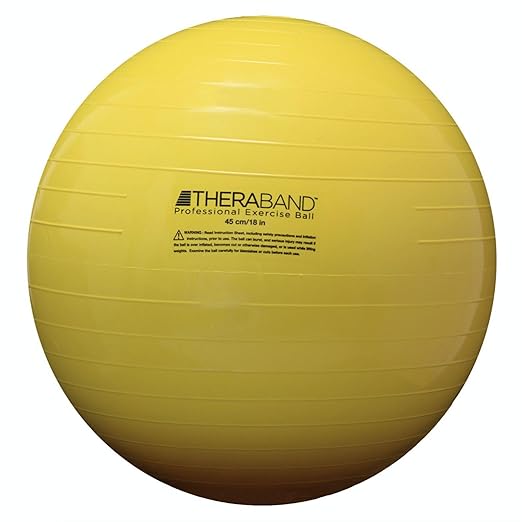 THERABAND Standard Exercise Ball, 18" Yellow Stability Trainer for 4'7"–5' Users, Yoga & Pilates Ball, Balance & Core Trainer, For Athletes Fitness at Gym & Home