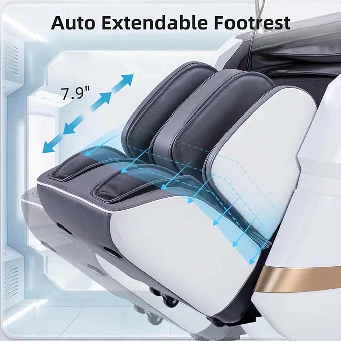 MassaMAX MT339 4D Massage Chair, Full Body Shiatsu Recliner with Electric Extendable Footrest, Zero Gravity, SL Track, Deep Yoga Stretch, 15 Modes, AI Voice Control, Foot Rollers, and Heating (White)