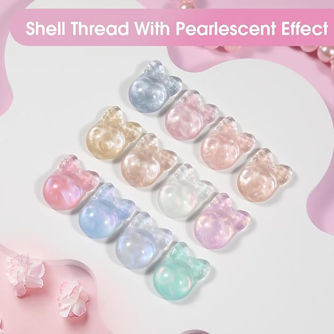 ROSALIND Pearl Gel Nail Polish - 12 Colors Pearlescent Shell Gel Polish Set with Dotting Pen Shell Swirl Thread Effect Soak Off UV Set Shimmer Nail Art Collection Manicure Gift for Women