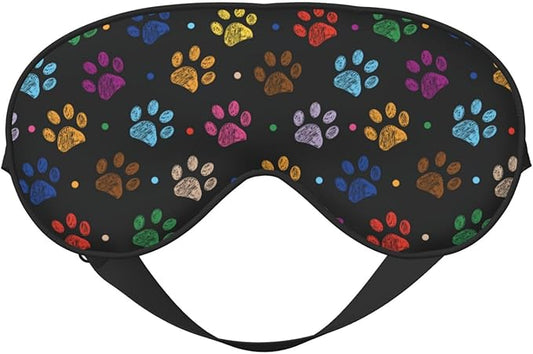 Sleep Eye Mask Colorful Paw Print Sleep Mask for Women Men Comfortable Eye Mask with Adjustable Strap Soft Eye Cover Blindfold for Travel Yoga Nap Shift Work