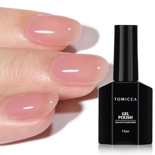 TOMICCA Jelly Pink Gel Nail Polish, Peach Pink Gel Polish, Light Nude Pink Nail Polish Quick Dry, UV Light Cure Translucent Pink Nail Polish Long Lasting Neutral Nail Art Manicure