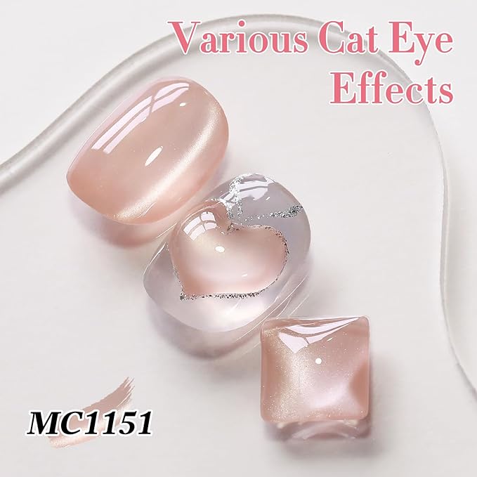 Double Rhythm 6 Colors Cat Eye Gel Polish Set Shimmer Glitter with Magnet Holographic Reflective Magnetic UV Nail Art Kit (6-Kit-46)