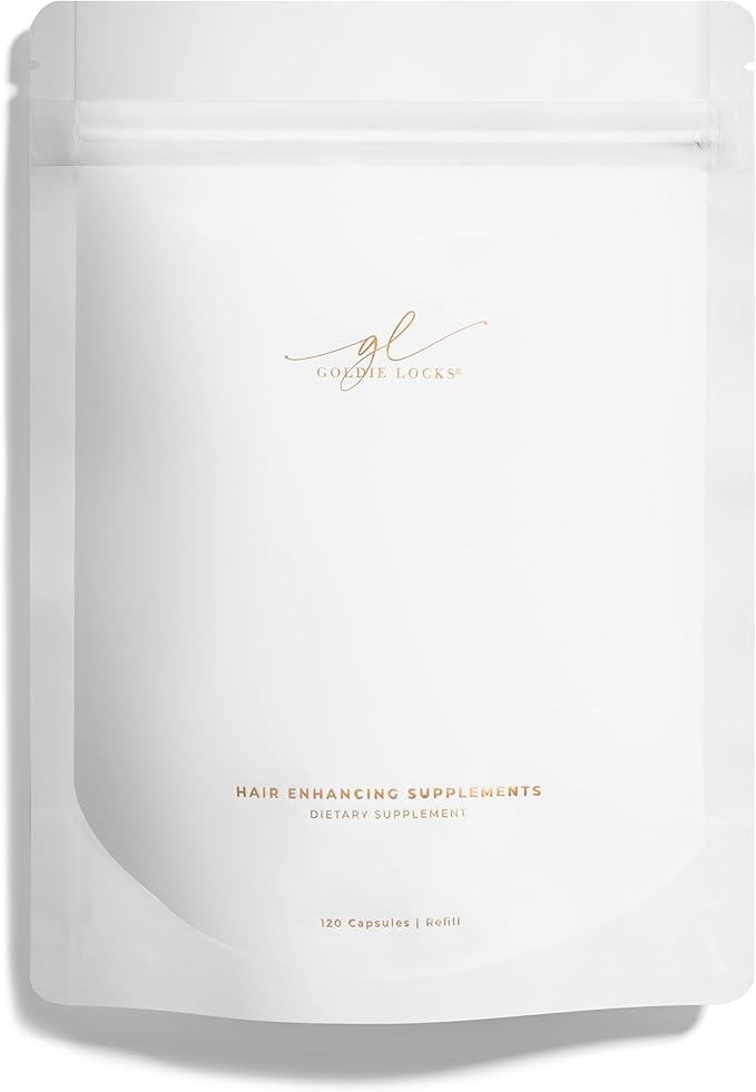 Goldie Locks Hair Growth Supplements Refill - Original Formula - Supports Hair, Skin, Nails & Joints - with Biotin, Multi-Collagen, Zinc & Adaptogenic Herbs - Daily Beauty Supplement - 120 Count