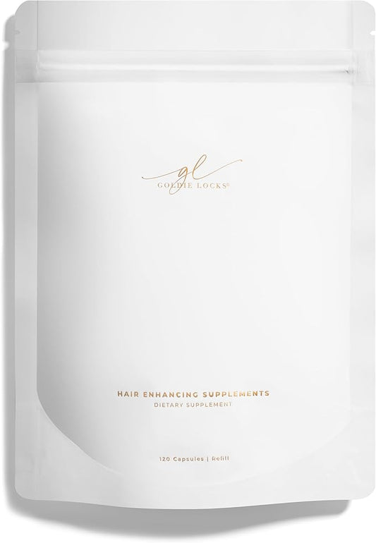 Goldie Locks Hair Growth Supplements Refill - Original Formula - Supports Hair, Skin, Nails & Joints - with Biotin, Multi-Collagen, Zinc & Adaptogenic Herbs - Daily Beauty Supplement - 120 Count