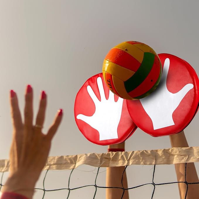 Volleyball Blocking Pad Volleyball Setter Training Equipment Red Round Training Aid Player for Hitting and Blocking Mimics Hand Hitting Trainer Protects Blockers Hands