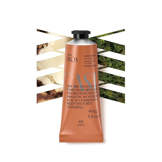 Natura - Ekos Castanha (Brazil Nut) Hand Cream - Anti-Dryness Hand Balm - 24-Hour Deep Hydration Skin Moisturizer - Vegan Skin Care - Brazilian Beauty Secrets - Self Care & Body Care - 1.41oz (40g)