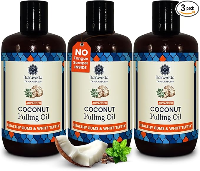Coconut Oil Pulling Mouthwash – 3 Pack, 8 oz Each, Cocomint Flavor, Organic Ayurvedic Oral Rinse, Natural Mouthwash for Teeth and Gums, Coconut Pulling Oil for Daily Oil Pulling