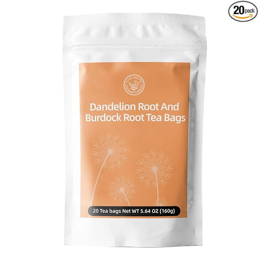 HANFANGLING Roasted Dandelion Burdock Root Herbal Tea-Detoxifying,Supports Gentle Liver/Kidney/Intestinal Caffeine-Free Coffee Alternative Detoxification,20 Count,(5.64oz 160g)