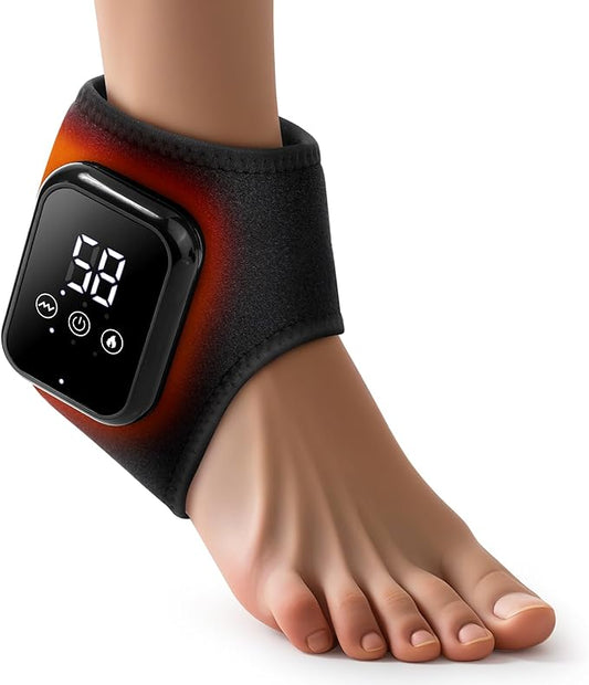 Ankle Massager for Pain Relief, Heating Pad for Ankle and Foot with 2000mAh Rechargeable, Thermal Wrap for Achilles Tendon, Plantar Fasciitis Foot Massager - Gifts for Women Men