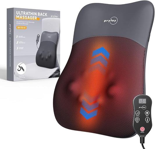 Back Massager, Ultrathin Rolling Up and Down Back Massage with Heat 4D Kneading & Red Light Therapy for Pain Relief Deep Tissue,Shoulder Massager Gift for Men Women Parents Relaxation at Office Car