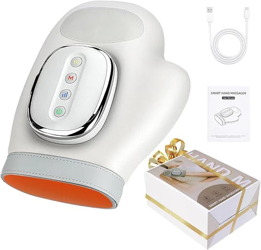EGH Hand Massager with Heat and Compression – 14 Airbags, 3 Modes & 5 Intensities, Wireless Rechargeable Portable Wrist & Finger Massager, Gift for Women/Men (Gray)