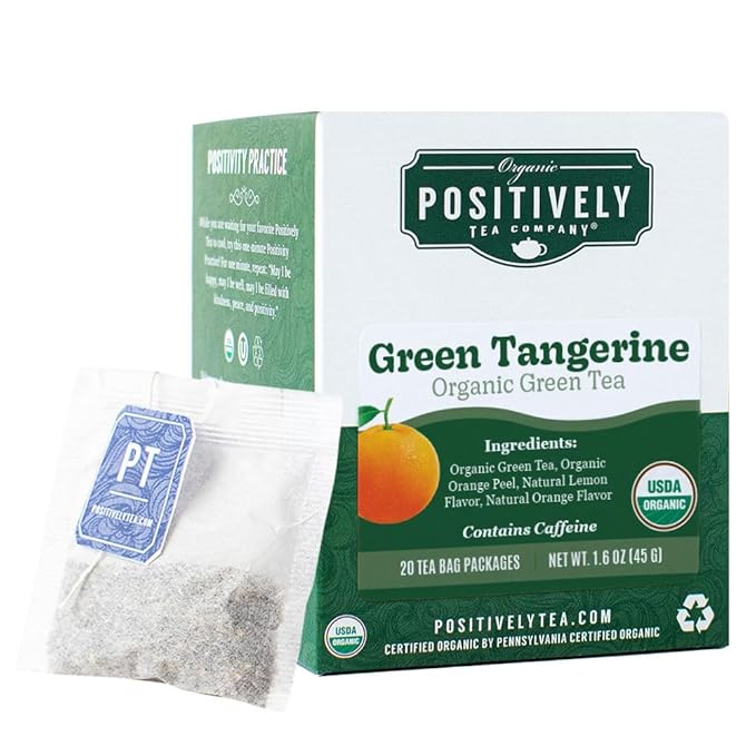 Organic Positively Tea Company, Green Tangerine Green Tea Bags, 20 Count