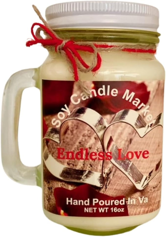 Soy Scented Candles | Handmade & Highly Aromatic Candles Burns Upto 85 Hours in Glass Jar - Perfect for Home Decor, Wedding, Birthday, Dinner (Endless Love, 16 oz)