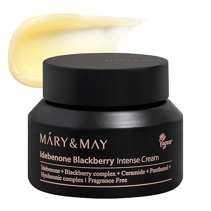 Mary&May Idebenone Blackberry Cream | Antioxidant Korean Moisturizer with 5 Ceramides & Hyaluronic Acid | Skin Barrier Repair & 48H Hydration | For All Skin Types (70g/2.46oz)