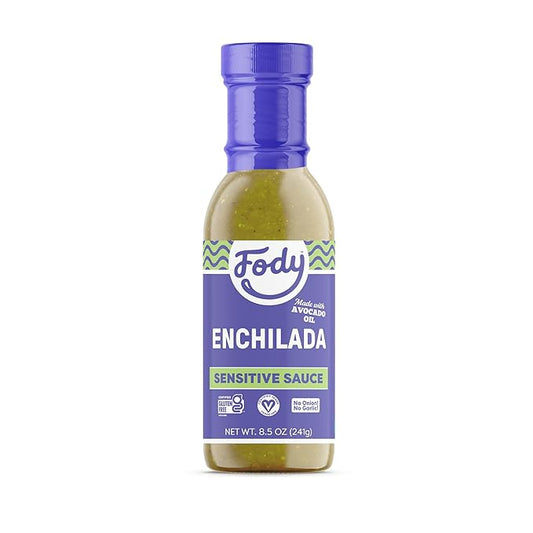 Fody Foods Green Enchilada Sauce, 8.5 Oz, Garlic and Onion Free, Low FODMAP Certified, Gut & IBS Friendly, Vegan, Non-GMO, Gluten Free, Keto Friendly