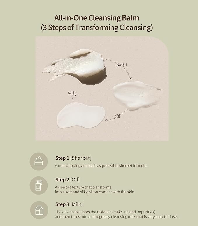 Heart Percent Commas On Life Clarifying Cleansing Balm, Sherbet-Oil-Milk Transforming Makeup Remover Vegan Daily Face Wash Cleanser for All Skin Types, 80ml (2.7oz)