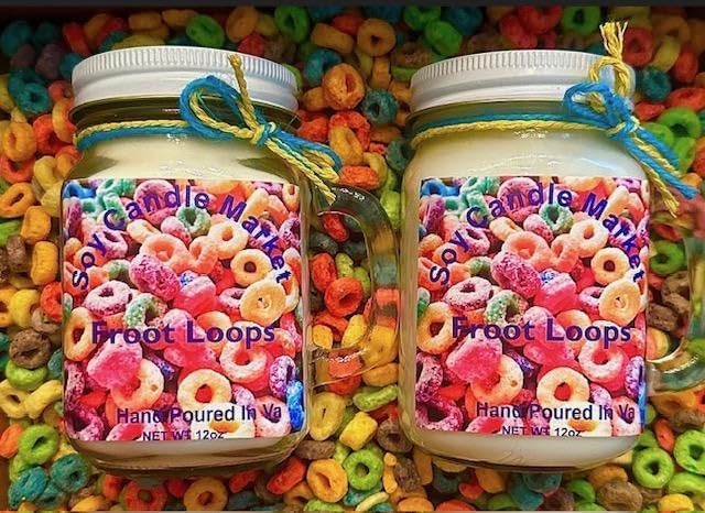Soy Scented Candles | Handmade & Highly Aromatic Candles Burns Upto 85 Hours in Glass Jar - Perfect for Home Decor, Wedding, Birthday, Dinner (Frootloops, 12 oz)