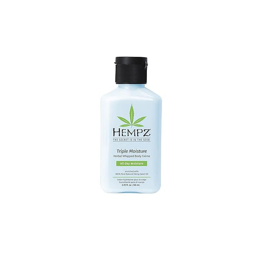 HEMPZ Body Lotion Triple Moisture - Whipped Crème Daily Moisturizing Cream, Shea Butter Hand and Body Moisturizer - Hemp Lotion - Skin Care Products, Hemp Seed Oil - 2.25 oz.