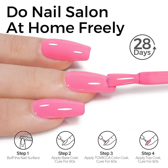 TOMICCA Bright & Pastel Pink Gel Nail Polish, Long Lasting UV Gel, Spring Summer Colors