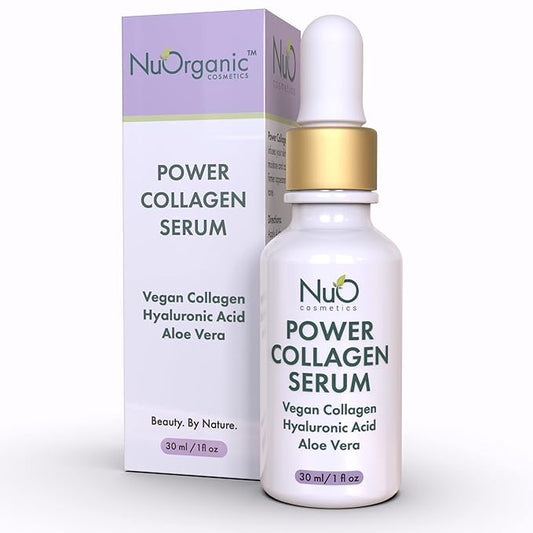 nuorganic Power Collagen Serum: Plant Stem Cells + Niacinamide + Hyaluronic Acid - Skin Feels Renewed, Glowy, Plumper - PhytoCellular Science