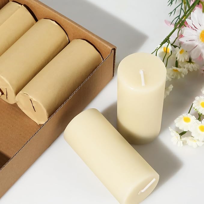 8 Pack Natural Beeswax Pillar Candles,100% Pure Beeswax Candles-344 Hours Long Burning,Off-White Unscented Bees Wax Candles for Home,Prayer,Dripless Smokeless Organic Pillar Candles Bulk-2x4in