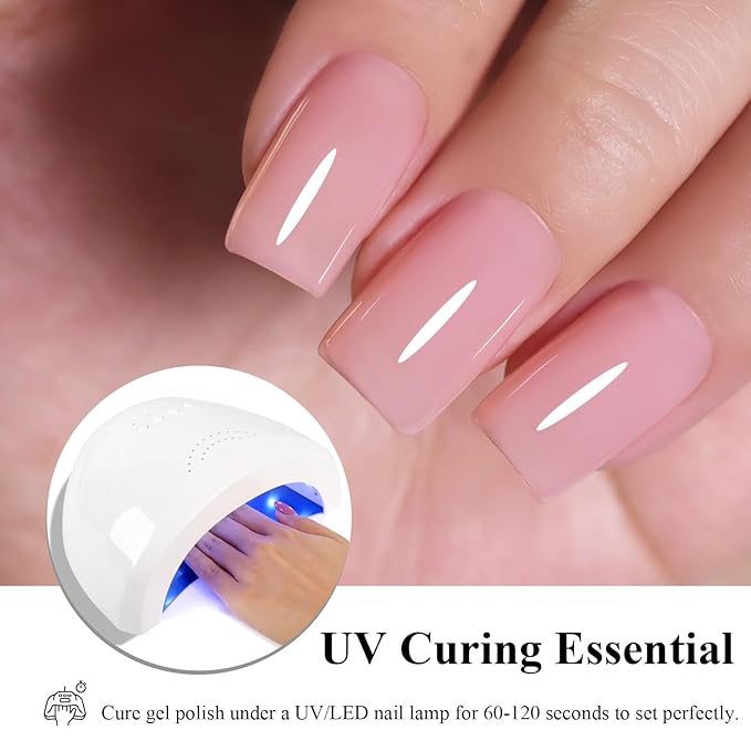 10ml Hema Free Gel Nail Polish Set, 6 Colors Transparent Jelly Gel Polish Kit Rose Garden Sheer Nude Red Pink Brown Gift for Women