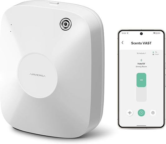 Airversa Smart Scent Air Machine with 400mL Capacity Up to 2000 sq ft Waterless Diffuser for Essential Oils for Home and Commercial Spaces, Aromatherapy Scent Diffuser for Large Rooms, White ANA