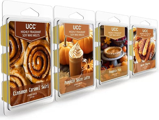 UCC Plant Based Natural Wax Melts, Highly Scented Long Lasting Premium Soy Scented Melts Cubes, Wax Melts Tarts, Colored Wax Melt - 4 Pack