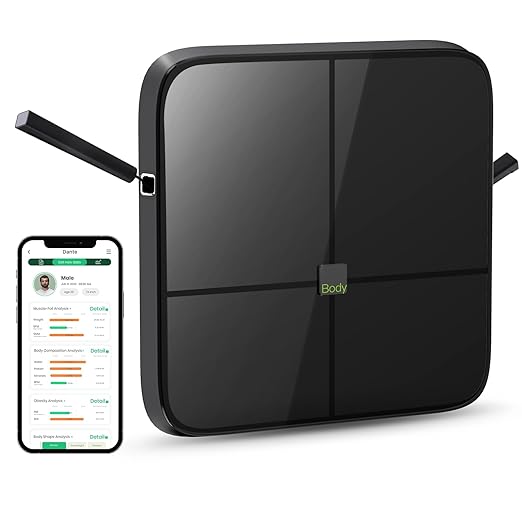 BodyPedia 8-Electrode Smart Scale for Body Weight, Digital Bathroom Weighing Scale Analyzes 43 Metrics (BMI/Muscle/Fat), Body Composition Monitor, Bluetooth Home User Health Equipment Sync Apps