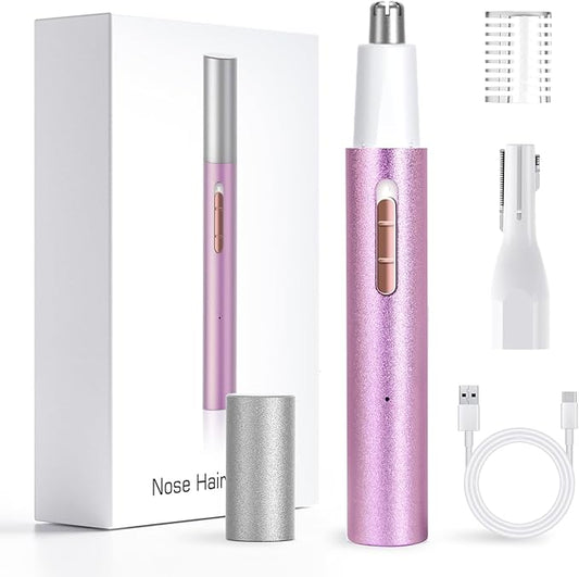 Nose Hair and Eyebrow Trimmer for Women Men,2025 Rechargeable 2 in 1 Facial Hair Trimmer, Painless Ear Hair Trimmer with Powerful Motor and Dual-Edge Blades,Perfect for Face