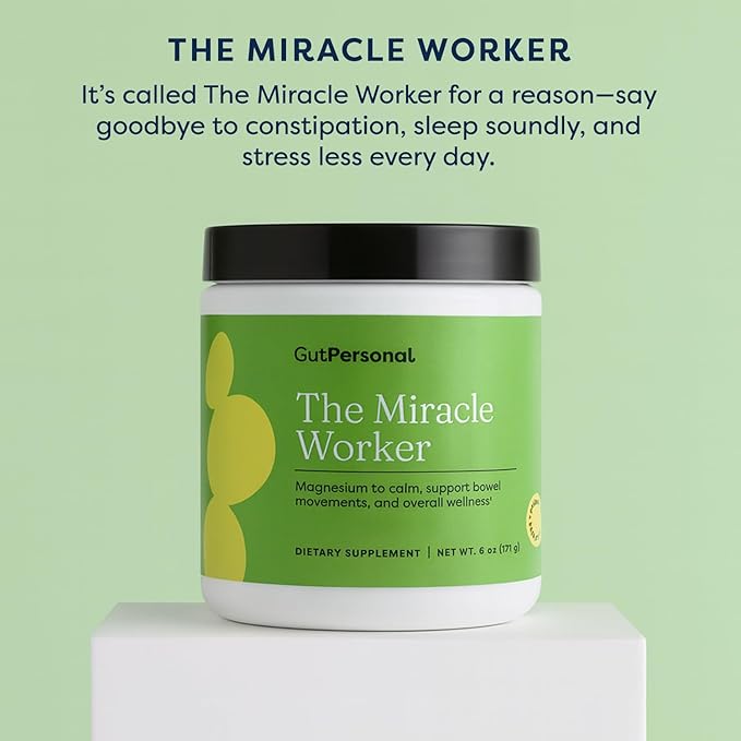 The Miracle Worker Magnesium Glycinate Powder for Sleep - Chelated Magnesium Drink Powder Supplement Helps Reduce Stress & Regularity While Easing Muscle Cramps with Strawberry Flavor - 30 Servings