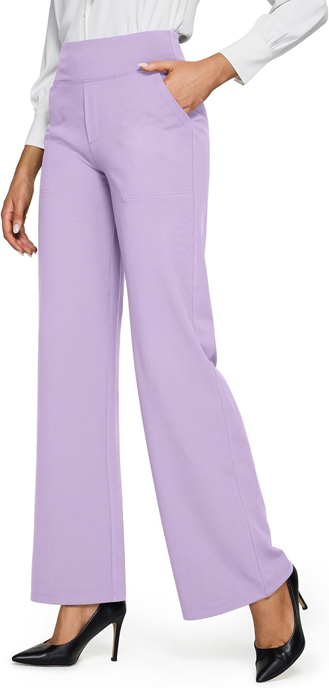 G4Free Yoga Pants Women Wide Leg Pants with Pockets High Waist Stretch Dress Casual Sweatpants Petite/Regular/Tall