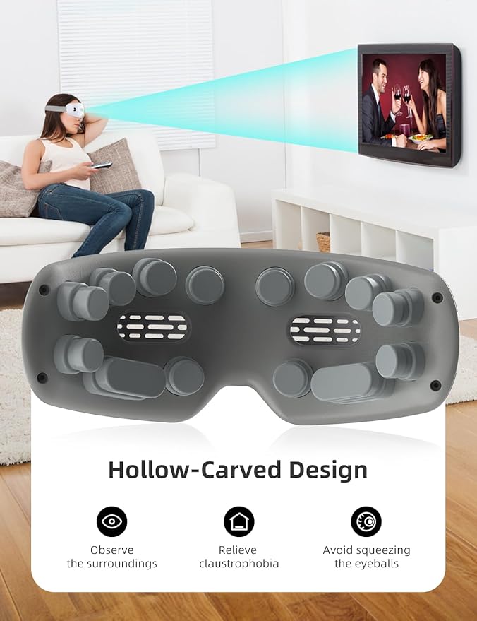 Eye Massager with Heat & Vibration, Upgraded Heated Eye Massager with Acupressure, Music, Voice Prompts, Vision Window, Smart Eye Care Birthday Gifts for Mom Dad Friend Women Men