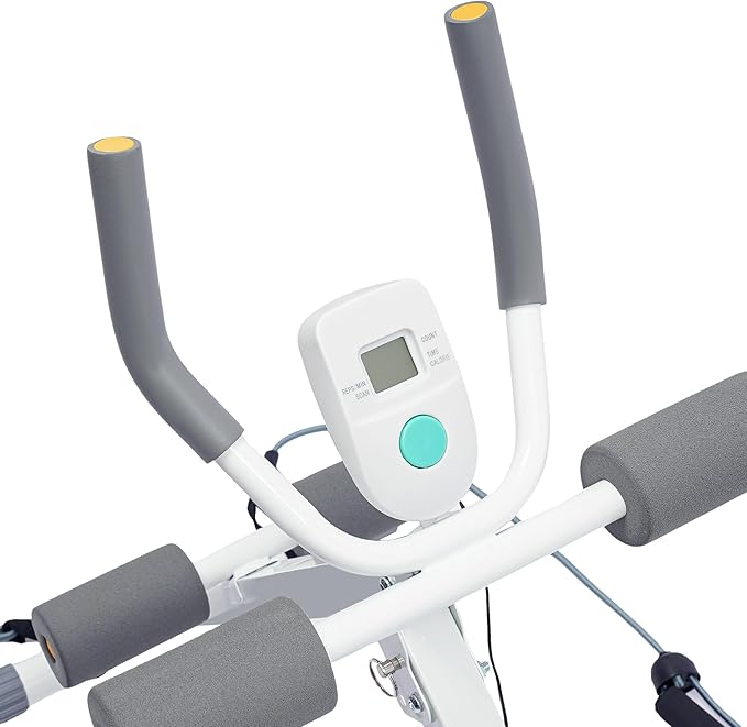 Ab Machine Adjustable AB Workout Equipment for Home Gym Fitness Core and Abdominal Trainer Foldable Fitness Equipment with Durable Steel Structure LCD Display for Burn Fat Build Ideal Body Shape