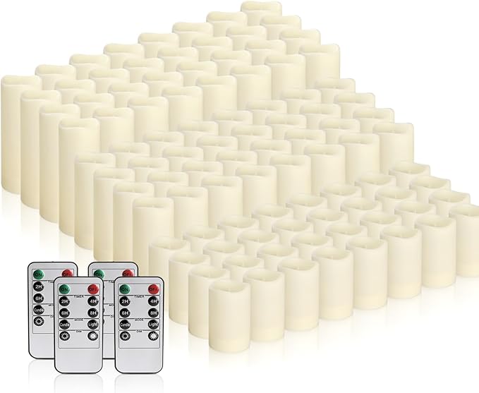 96-Pack LED Flameless Candles with Remote Control - Perfect for Parties, and Special Occasions(Three Sizes)