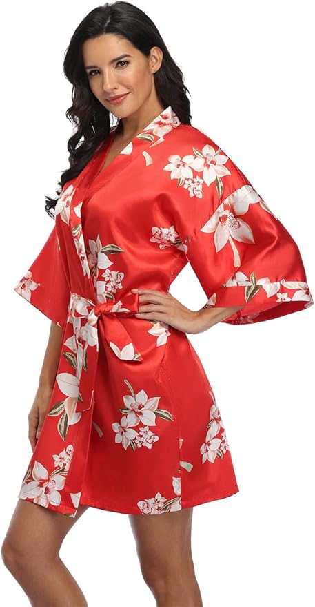 Women's Pure Short Silky Robes Bridesmaid Bride Party Satin Robes Sleepwear