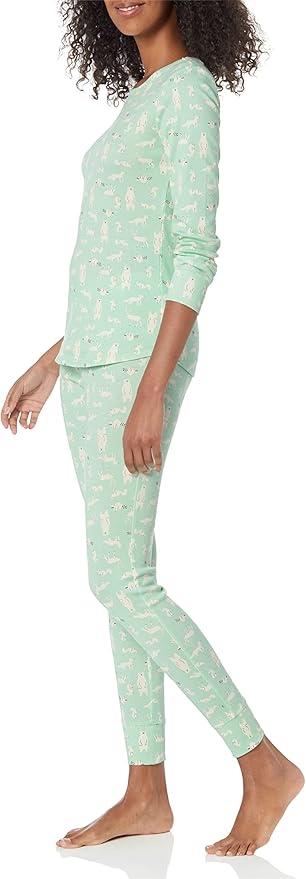 Amazon Essentials Womens Snug-Fit Cotton Sleepwear Pajama Set (Available in Plus Size)