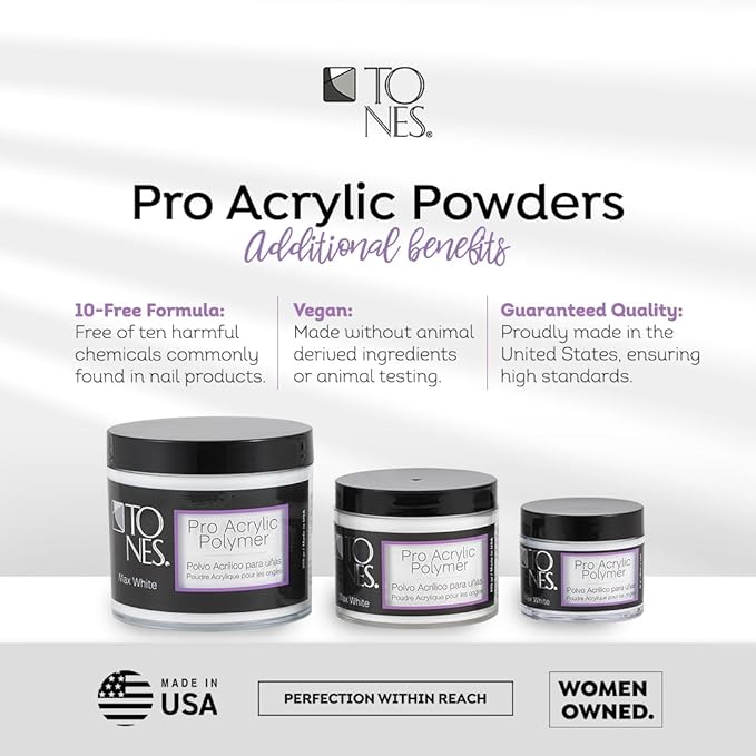 Tones Ultra Acrylic Powder | Perfect Pink | 8.5 Oz | Durable Retention | Silky Consistency | Crystal Clarity & Effortless Nail Sculpting Formula