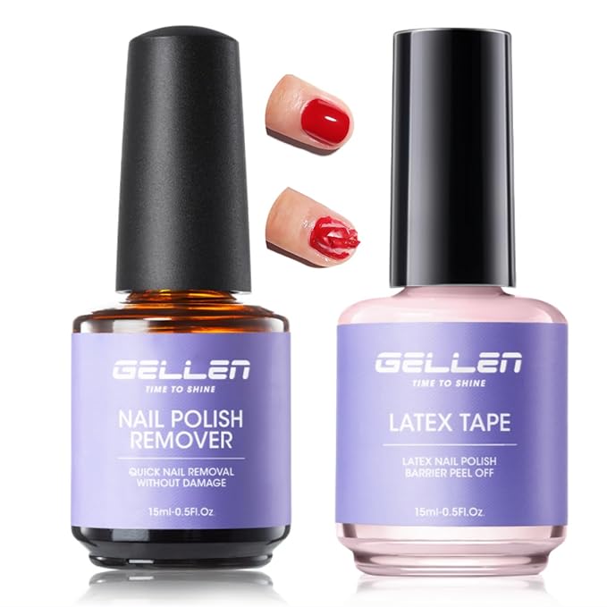 Gellen Gel Nail Polish Remover, 2-Pack Professional Quick Gel Remover for Nails 3-5 Minutes, Liquid Latex for Nails Pink, Safe & Easy Nail Polish Removal, No Need for Foil Soaking, Gifts for Women