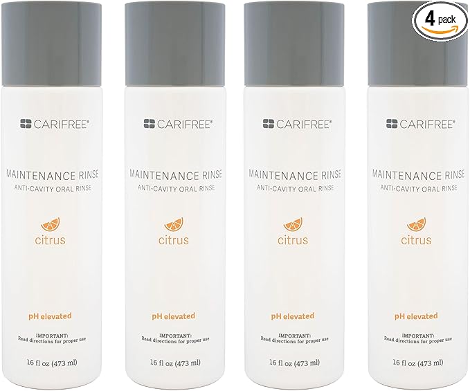 CariFree Maintenance Rinse, Citrus Flavored, Anti-Cavity Fluoride Mouthwash, Dentist Recommended, Prevents Oral Decay, Freshens Breath, Alcohol-Free, Neutralizes pH (16 Fl Oz (Pack of 4)