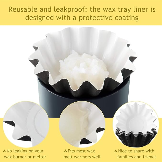 Boao Wax Melt Liners Reusable Wax Warmer Containers Leakproof Cups for Scented Candle, Paper Holders for Electric Pluggable Melter and Burner(Yellow,25 Pieces)