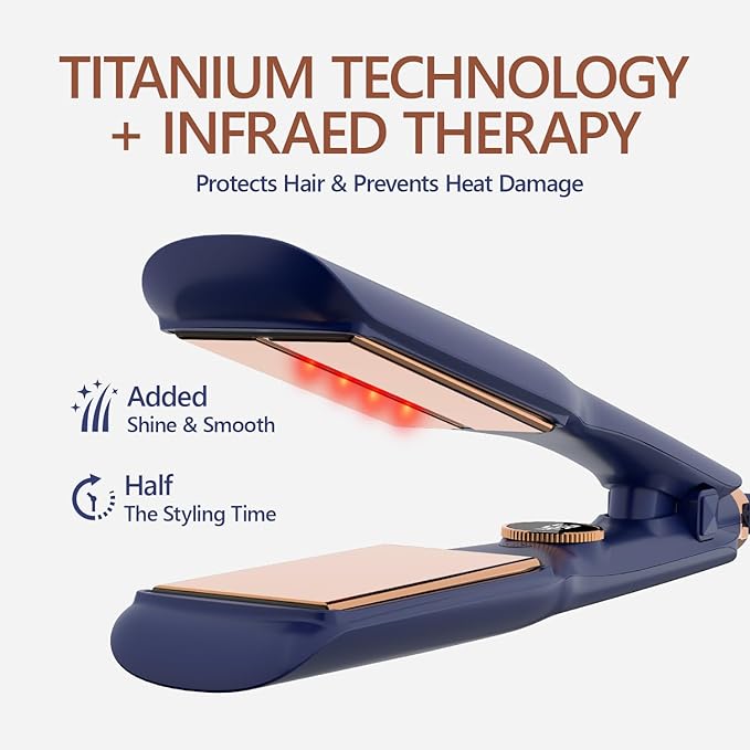 Titanium Flat Iron Hair Straightener | MIRACOMB Professional Straightening Iron Styler with Infrared Light for Straight and Smooth Styles|1.75" Premium 2 in 1 Styling Tool with Digital Heat Settings