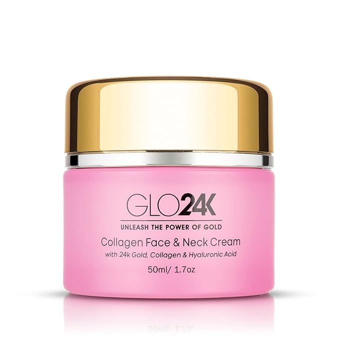 GLO24K Moisturizer Face Cream with 24K Gold, Vitamins – Collagen Retinol Hyaluronic Acid – Hyaluron Acid Cream for Hydration & Overnight Skin Renewal, Night Cream