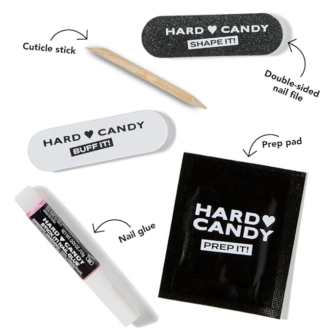 French Tip Press-On Nails – Hard Candy Glossy Gel-Shine, False Nail Kit includes Nail Glue, 30 Pieces, Reusable (White Tip, Wavy)