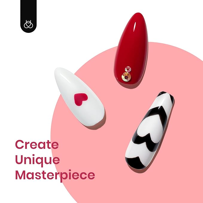 Beetles Gel Nail Polish, 6 Colors Nude Pink Red Glitter White Black Rose Golden Gel Polish Queen of Hearts Collection Soak Off Uv Lamp Cured DIY Home Manicure Gift for Women