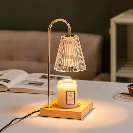 Candle Warmer Lamp with Dimmer – Electric Wax Melting Lamp for Jar Candles | Adjustable Brightness, Safe & Stylish | Metal & Wood Design, Home Décor Night Light (US Plug)